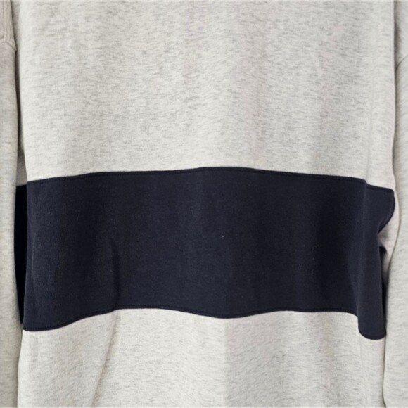 Old Navy XXL Rugby Stripe Half-Zip Navy Grey Sweatshirt Vintage Inspired Preppy - Picture 7 of 13